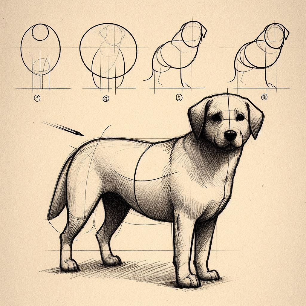 How to draw a dog easy. Connecting-Shapes