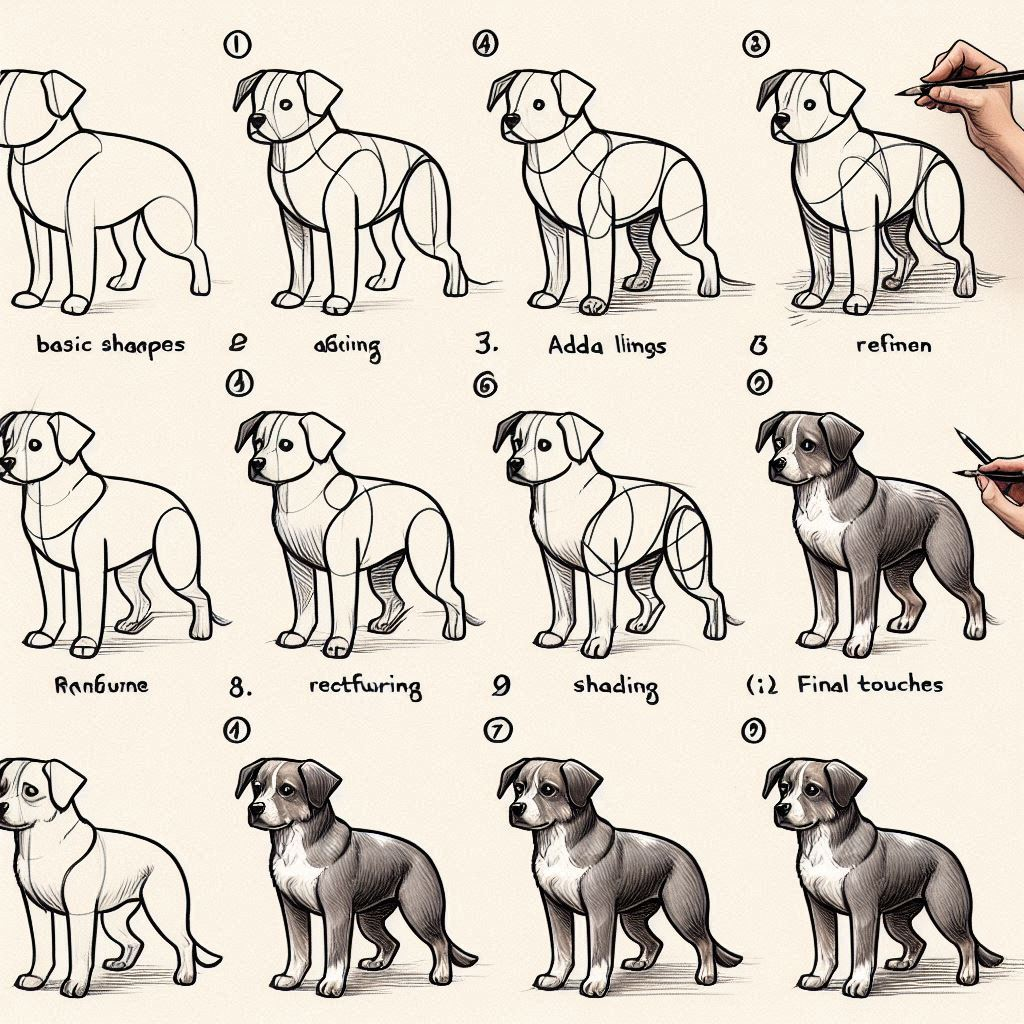 How to draw a dog easy 